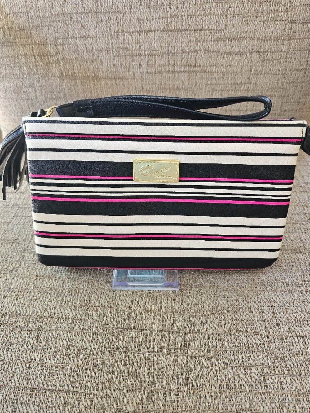 Luv Betsey by Betsey Johnson Striped Multi-Compartment Wristlet Clutch
